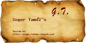 Goger Tamás névjegykártya